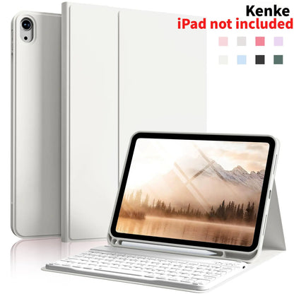 Kenke Bluetooth Keyboard Tablet Case with Pencil Holder - Magnetic Computer Accessory, Multi-Angle Stand, Handheld Protection, Mobile Cells Casing Compatible with Ipad 7Th/8Th/9Th/10Th/11Th Gen, A16 Model, Ipad Air 11-13 In