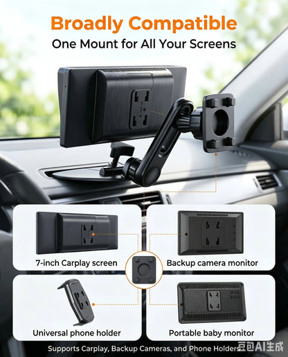 CD Slot Mount for Carplay Screen Adjustable Arm and 360° Rotating Universal Head 17Mm Compatible with In-Car Monitors CD Slot Carplay Mount