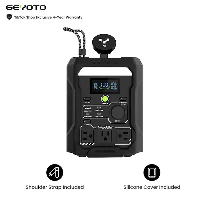 GEYOTO N1000 Portable Power Station - 1024Wh Lifepo4 Battery, 1800W AC Output (3000W P-Boost), 140W USB-C PD, 25W Wireless Charger, Fast-Charging Backup for Home & RV Power Outages