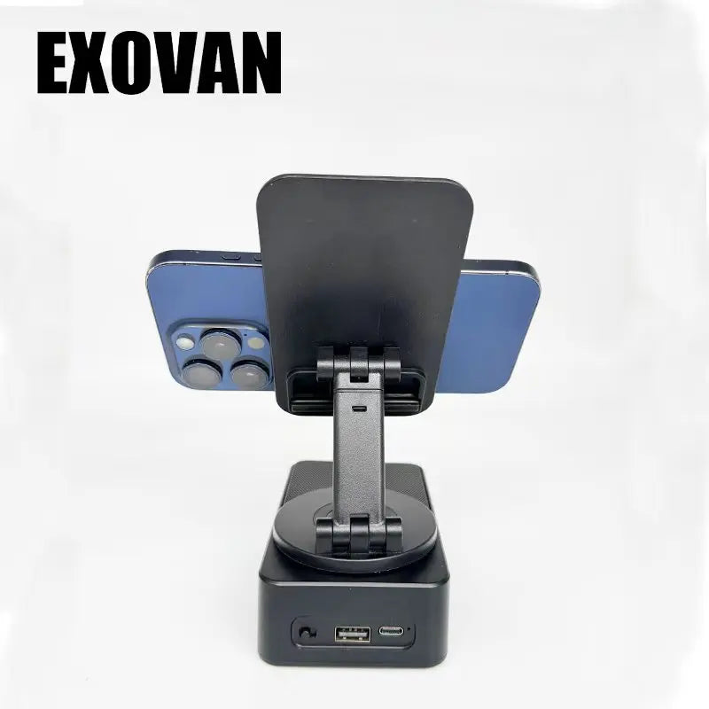Wireless Audio Bluetooth Speaker 5In1 Phone Holder Emergency Rechargeable Withcolorful Ambient Light 300° Foldable for Tablet Iphone Android, Gifts for Men Women ，Black with LED Nightlight Wireless Induction Bluetooth Speaker Stand