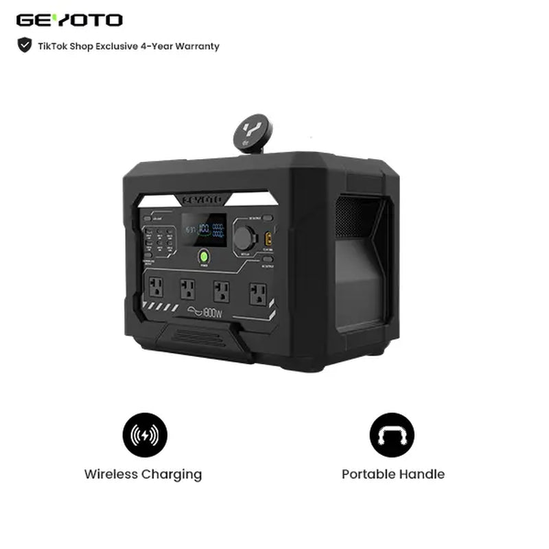 GEYOTO N1000 Portable Power Station - 1024Wh Lifepo4 Battery, 1800W AC Output (3000W P-Boost), 140W USB-C PD, 25W Wireless Charger, Fast-Charging Backup for Home & RV Power Outages