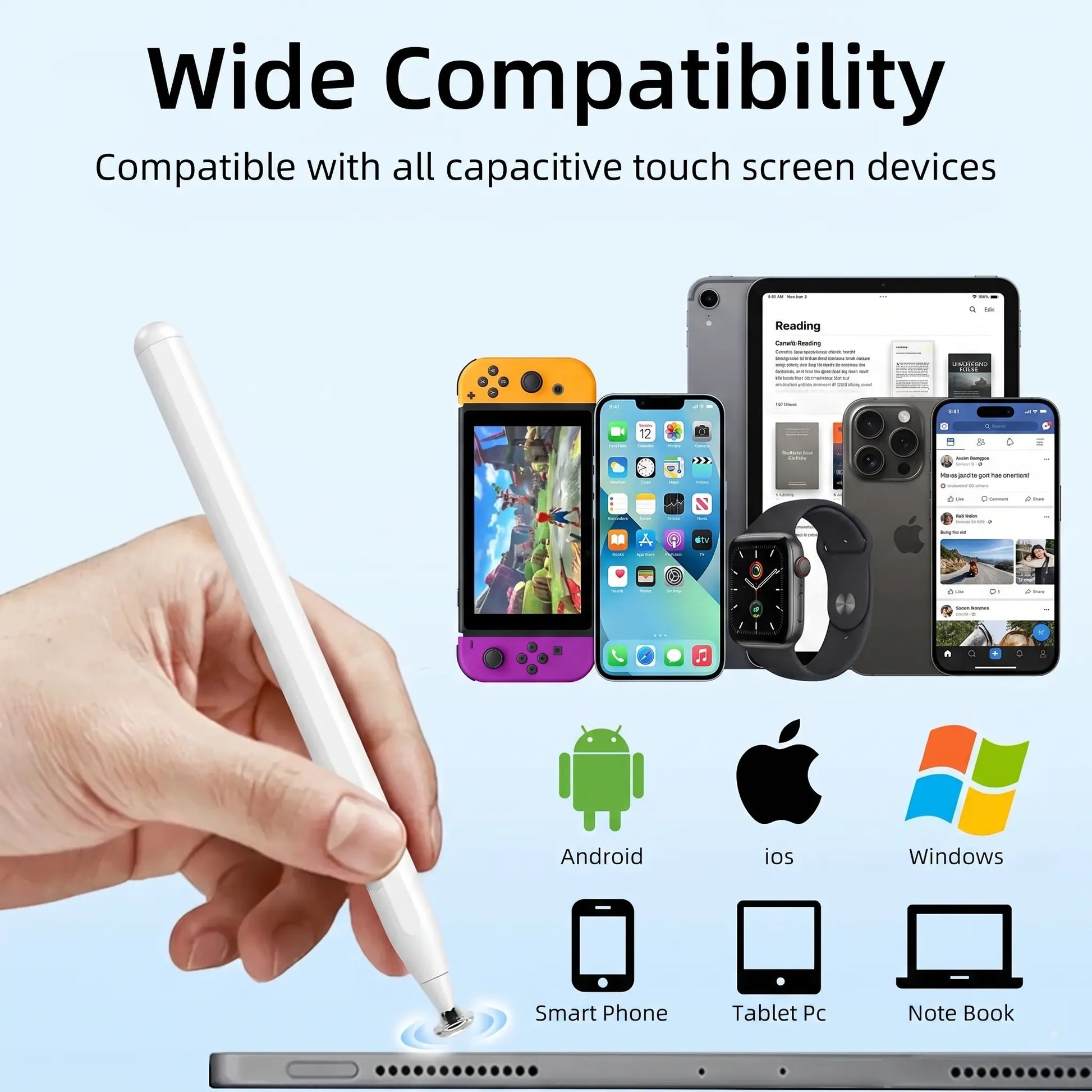 3-In-1 Neutral Pen Flat Pen,High Precision Universal Stylus Pen for Itablets, Phones, Switch, Suitable for All Ages, for Touch Screen, Can Be Used as a School Season Gifts,Birthday Gifts Stylus for School Sets NO Bluetooth Needed Mothersdaygift