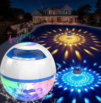Portable Bluetooth Floating Pool Speaker, IP68 Waterproof Hot Tub Speaker with Colorful Lights, 360° Surround Stereo Loud Sound, Hands-Free Wireless Speaker for Pool Spa - White